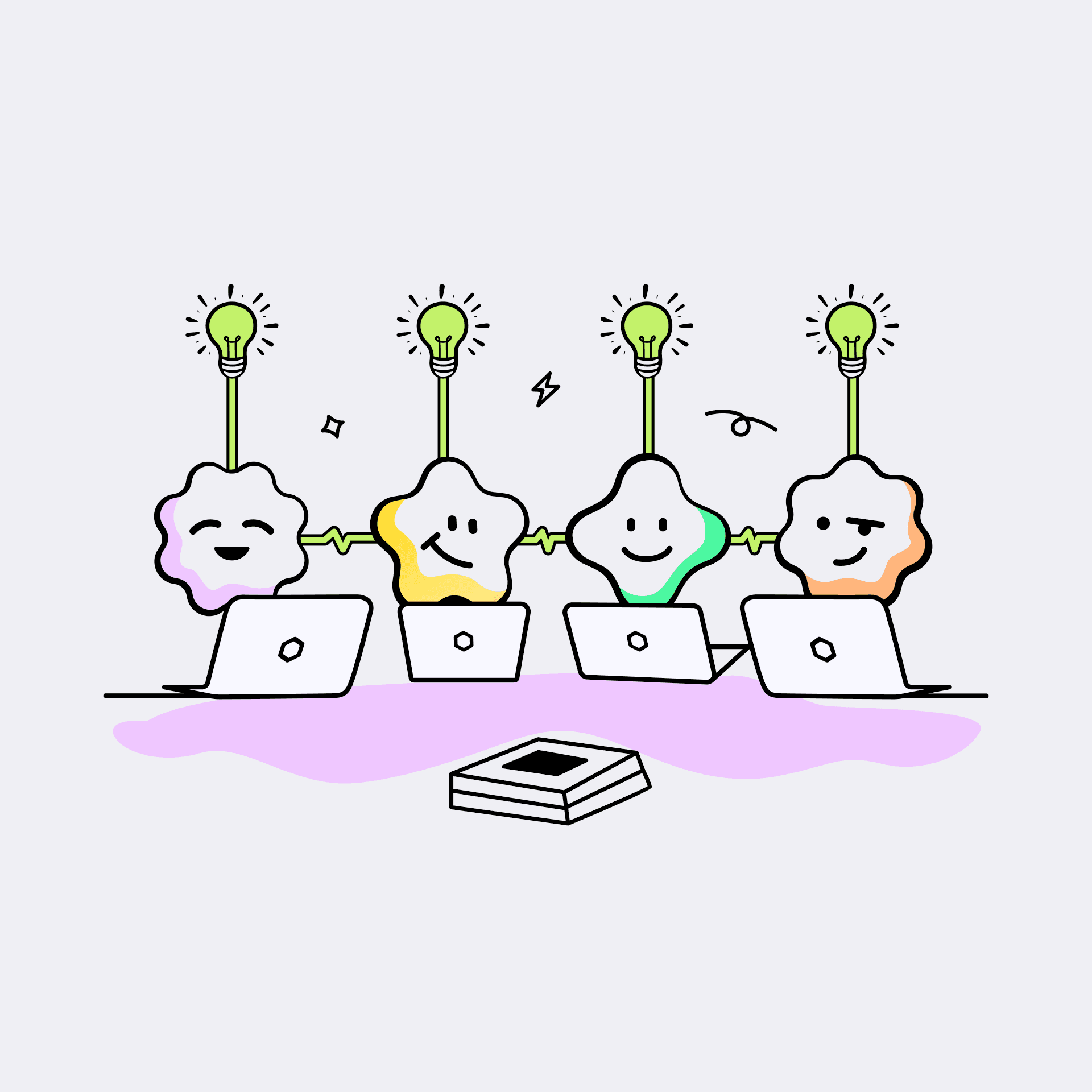 Teammates connected across a shared workspace